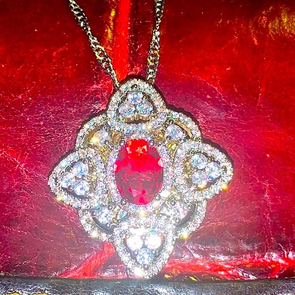 ๐งฟ2/$15๐งฟ NWT/NIB Ruby & White Sapphire Silver Necklace - Picture 1 of 12